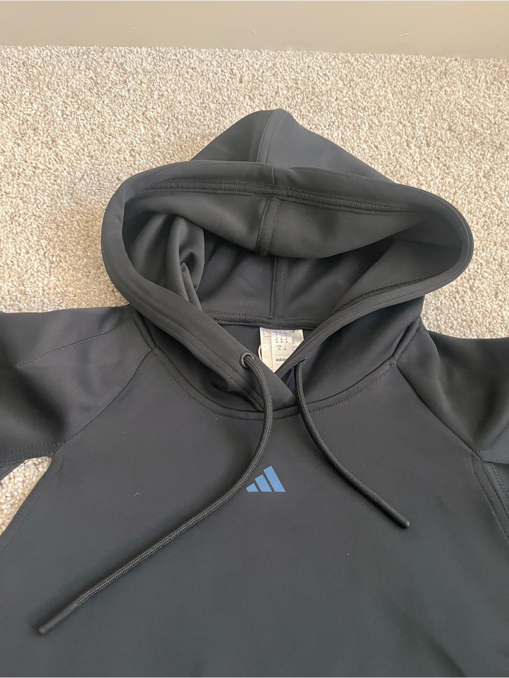 Adidas Black Athletic Hoodie with Blue Logo